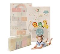 ms babyworld trendy - tappeto gioco per bambini - disponibile in 3 dimensioni a scelta - double-face, tappeto molto imbottito (1 cm) - con borsa per il trasporto. (León/Arcoíris, 180 * 120)