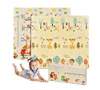 ms babyworld trendy - tappeto gioco per bambini - disponibile in 3 dimensioni a scelta - double-face, tappeto molto imbottito (1 cm) - con borsa per il trasporto. (Tigre/Giraffa, 200 * 180)
