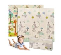 ms babyworld trendy - tappeto gioco per bambini - disponibile in 3 dimensioni a scelta - double-face, tappeto molto imbottito (1 cm) - con borsa per il trasporto. (Elephant/Selva, 200 * 180)