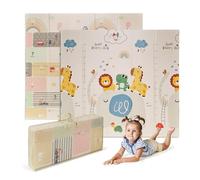 ms babyworld trendy - tappeto gioco per bambini - disponibile in 3 dimensioni a scelta - double-face, tappeto molto imbottito (1 cm) - con borsa per il trasporto. (León/Arcoíris, 200 * 180)
