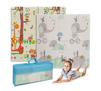 ms babyworld trendy - tappeto gioco per bambini - disponibile in 3 dimensioni a scelta - double-face, tappeto molto imbottito (1 cm) - con borsa per il trasporto. (Elephant/Selva, 120 * 120)