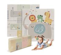 ms babyworld trendy - tappeto gioco per bambini - disponibile in 3 dimensioni a scelta - double-face, tappeto molto imbottito (1 cm) - con borsa per il trasporto. (León/Arcoíris, 120 * 120)