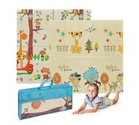 ms babyworld trendy - tappeto gioco per bambini - disponibile in 3 dimensioni a scelta - double-face, tappeto molto imbottito (1 cm) - con borsa per il trasporto. (Tigre/Giraffa, 180 * 120)