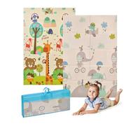ms babyworld trendy - tappeto gioco per bambini - disponibile in 3 dimensioni a scelta - double-face, tappeto molto imbottito (1 cm) - con borsa per il trasporto. (Elephant/Selva, 180 * 120)