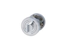 MS Beschläge Coppia di rosette per WC cromate lucide, rotonde, Ø 52 mm, con blocco WC e sblocco di emergenza, rosette da bagno con sottostruttura in metallo e rosette sovrapavvitate, per porte del