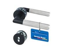 MS Beschläge Maniglia per porta in acciaio inox nero con rosetta BB PZ WC | Maniglia per porta interna di design bicolore | con kit di montaggio e stencil | 38 - 42 mm | fissaggio nascosto (Buntbart)