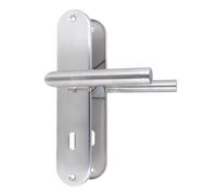 MS Beschläge Maniglia per porta Munster in acciaio inox, per porta della stanza, WC, cilindro profilato e porta dell'appartamento, spazzolato, maniglia della porta (Buntbart)