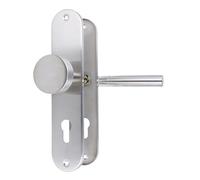 MS Beschläge Maniglia per porta Munster in acciaio inox, per porta della stanza, WC, cilindro profilato e porta dell'appartamento, spazzolato, maniglia della porta (bottone/maniglia)