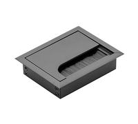 MS Beschläge Passacavi in alluminio con spazzola e coperchio ribaltabile, passacavi da scrivania (80 mm x 100 mm, nero anodizzato)