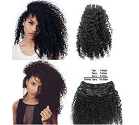 Ms Fenda Extension di capelli brasiliani Remy vergini ricci 3B 3C, colore naturale, afroamericani, con clip, 120 g, 7 pezzi/set (40,6 cm)