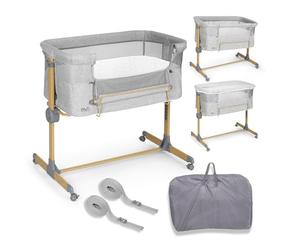 ms Minicla per letto Sleepy - Culla per letto regolabile multi-altezza, reclinabile, paramenti in stile Elephant e zanzariera di serie