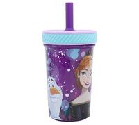ms móvil shop Bicchiere per bambini antiribaltamento Frozen 370 ml | Bicchiere in PP con cannuccia in silicone e base SmartGrip | Design viola anti-goccia, leggero, riutilizzabile, senza BPA, ideale