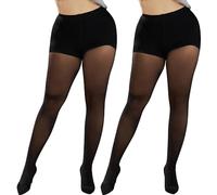 Ms.Myland Collant da donna, taglie forti, velato, controllo della calza, a vita alta, ultra morbido, 1/2 paia, 50d-plus Nero, L/XXL