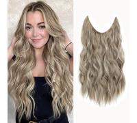 Ms TAj Extension per capelli biondi cenere, 50,8 cm, con clip rimovibili regolabili, invisibili, capelli ricci sintetici segreti, per donne