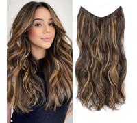 Ms TAj Extension per capelli castano miele con clip rimovibili di dimensioni regolabili, extension segrete invisibili per capelli ricci sintetici pezzi per donne, 1.0 unità
