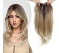 Ms Taj Topper per capelli per diradare i capelli, 45,7 cm, biondi, lunghi, a strati, sintetico, aggiunge volume, capelli lisci naturali con clip per donne