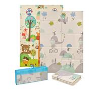 MS Trendy - Tappeto da gioco per bambini, 180 x 120 cm, doppio lato, tappetino molto imbottito (1 cm spesso), pieghevole e con borsa per il trasporto, Elefante/Giungla