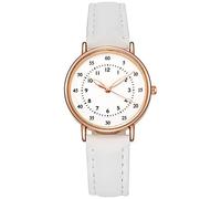 Ms. Watches Orologio al quarzo analogico in pelle casual Orologio da polso da uomo con data di lavoro casual Vintage(White, One Size)