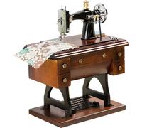 MS. WENNY Carillon musicale vintage con macchina da cucire, in legno, meccanico, per festa della mamma, compleanno, per moglie, fidanzata, nonna, mamma, amica, suona la melodia "You Are My Sunshine