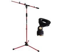 MS106 RD rosso per microfono treppiede microfono con giraffa e attacco in metallo + Universal morsetto microfono KEEPDRUM