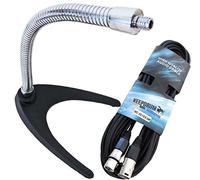 MS60 Treppiedi da tavolo microfono KEEPDRUM metallo collo di cigno cromato + 6 M cavo XLR
