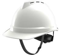 MSA V-Gard 500 - Casco protettivo con ventilazione per cantieri e industriali, comodo casco secondo DIN EN 397 per lavoro, colore: Bianco