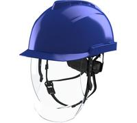 MSA V-Gard 950 Casco da costruzione - Casco protettivo non ventilato con visiera per cantieri e elettricisti - DIN EN 397 Casco per lavoro - Blu