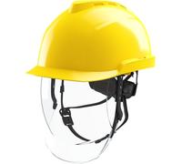 MSA V-Gard 950 Casco da costruzione - Casco protettivo non ventilato con visiera per cantieri e elettricisti - DIN EN 397 Casco per lavoro - Giallo