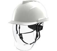 MSA V-Gard 950 Casco da costruzione - Casco protettivo non ventilato con visiera per cantieri ed elettricisti - DIN EN 397 per lavoro - bianco