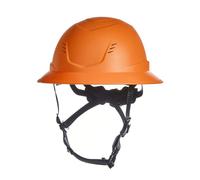 MSA V-Gard V-Gard 10250586 V-Gard Casco di sicurezza a bordo integrale tipo 2 con sospensione a cricchetto comoda e mentoniera integrata, ventilata, taglia media standard, arancione