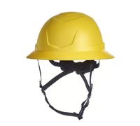 MSA V-Gard V-Gard 10250595 V-Gard Casco di sicurezza a bordo integrale tipo 2 con sospensione a cricchetto comoda e mentoniera integrata, non ventilata, misura media standard, giallo