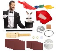 Msauifncp Kit Magia Professionali da 16 Pezzi con Bacchetta Magica Dito Magico ECC 7 Prestidigitazione di Accessori per Prestidigitazione Progettato per Maghi e Performance Regalo Creativo da Adulti