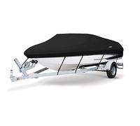 MSC - Copertura per barche rimorchiabili, in poliestere Oxford resistente, per barche con scafo a V, tri-scafo e runabout (modello F, lunghezza 579-609,6 cm, larghezza baglio max 244 cm, nero)