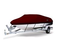 MSC Telo di copertura per barca in poliestere 600D di grado marino, resistente, impermeabile, adatto a V-Hull, Tri-Hull, Runabout Boat Cover (bordeaux, modello AA - Lunghezza: 30-45 m, larghezza del