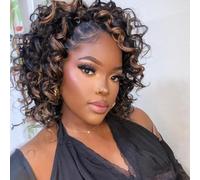 Mscat 10 Inch Pre Looped Ocean Wave Crochet Hair 8 Pack Black Mixed Brown Boho Ocean Braids Pre Twisted Synthetic Deep Wavy Crochet Hair for Women 1BH30#