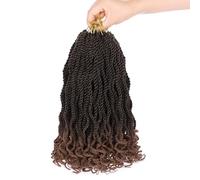 Mscat 12 Inch Wavy Senegalese Twist Crochet Hair 8 Pack Pre-Looped Passione Twist Crochet Hair With Curly Ends Sintetic Ombre Havana Twist Braiding Hair Extension for Women Kids T30#