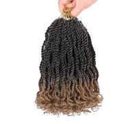 Mscat 12 Inch Wavy Senegalese Twist Crochet Hair 8 Pack Pre-Looped Passione Twist Crochet Hair With Curly Ends Sintetic Ombre Havana Twist Braiding Hair Extension for Women Kids T27#