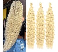 Mscat 18 Inch Ocean Wave 3 Pack Crochet hair Extexsions Long Braids Bionda Deep Wave sintetico capelli ricci Braiding capelli per donne nere 613#