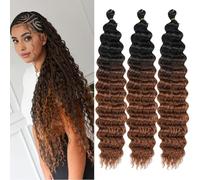 Mscat 18 Inch Ocean Wave 3 Pack Crochet hair Extexsions Long Braids Bungundy Deep Wave sintetico capelli ricci Braiding capelli per donne nere RS30#