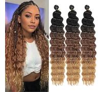Mscat 18 Inch Ocean Wave 3 Pack Crochet hair Extexsions Long Braids Bungundy Deep Wave sintetico capelli ricci Braiding capelli per donne nere 1B3027#