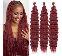 Mscat 18 Inch Ocean Wave 3 Pack Crochet hair Extexsions Long Braids Bungundy Deep Wave sintetico capelli ricci braiding capelli per donne nere bug#