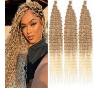 Mscat 24 Inch Ocean Wave 3 Pack Crochet hair Extexsions Long Black Blonde Deep Wave Synthetic Hair Braiding Hair for Black Women T27613#