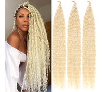 Mscat 24 Inch Ocean Wave 3 Pack Crochet hair Extexsions Long Blonde Deep Wave sintetico capelli ricci Braiding hair for Black Women 613#