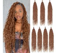 Mscat 24 Inch Ocean Wave 7 Pack Uncinetto capelli Extexsions Long Braids Brown Deep Wave Synthetic Hair Braiding Hair for Black Women 30#