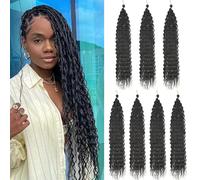 Mscat 24 Inch Ocean Wave 7 Pack Uncinetto capelli Extexsions Long Braids Deep Wave Synthetic Hair Braiding Hair for Black Women 1B#