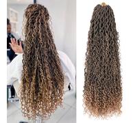 Mscat 30 Incn Goddess Locs Crochet Hair 8 Packs Ombre Boho Faux Locs Ombre Synthetic River Locs With Curly Ends Bohemian Soft Locs Crochet Braids Extended Locs (12Strands/Pack T27#)