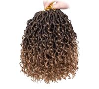 Mscat 8 Packs 10 Inch Goddess Locs Crochet Hair Short Bohemian Locs Crochet Braids Pre Looped Ombre Hippie Locs With Curly Ends Hair Extension (14Strands/Pack T27#)