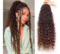 Mscat 8 Packs Ombre Goddess Faux Locs Crochet Hair Soft Locs With Curly Ends Pre-looped Synthetic 24Inch Bohemian Locs Crochet Braids Hair Extensions (12Strands/Pack T30#)