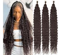 Mscat Deep Wave Curly Uncinetto Capelli 30 Pollici 3 Pack Ocean Wave Uncinetto Capelli per donne nere Braiding Hair Curly Uncinetto per capelli Boho Braids 4#