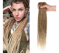 Mscat Extension per capelli dreadlock, 20 ciocche, 45,7 cm, marrone chiaro a biondo, morbide, hippie, dreadlock sintetiche, 0,6 cm di larghezza, intrecciate a mano, stile reggae, capelli a crochet